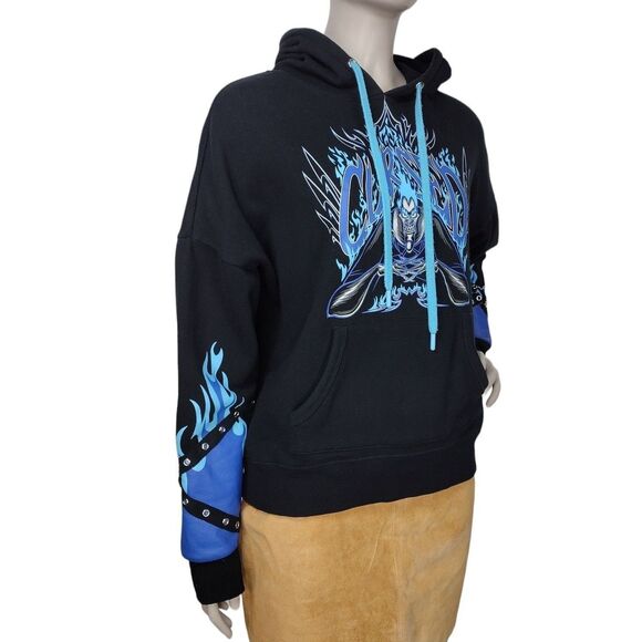 Disney Villains Hades Hercules "Cursed" Studded Harness Hoodie Sweatshirt - Picture 3 of 8